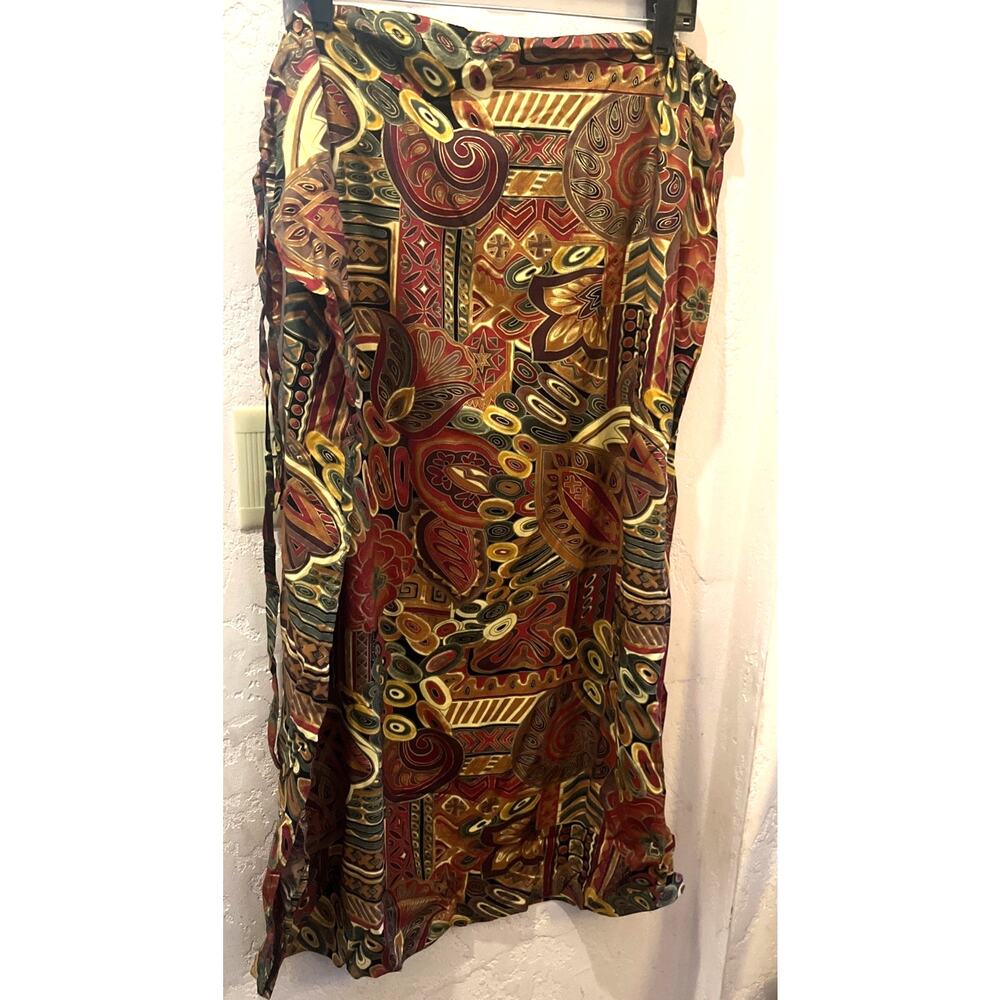 1980s Flowy Tube skirt with drawstring beautiful Autumn colors